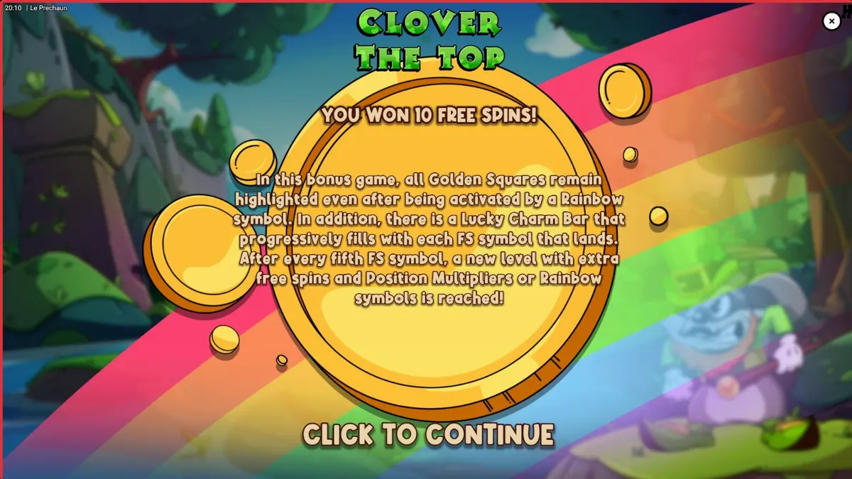 Le Prechaun slot machine interface na may raccoon na karakter